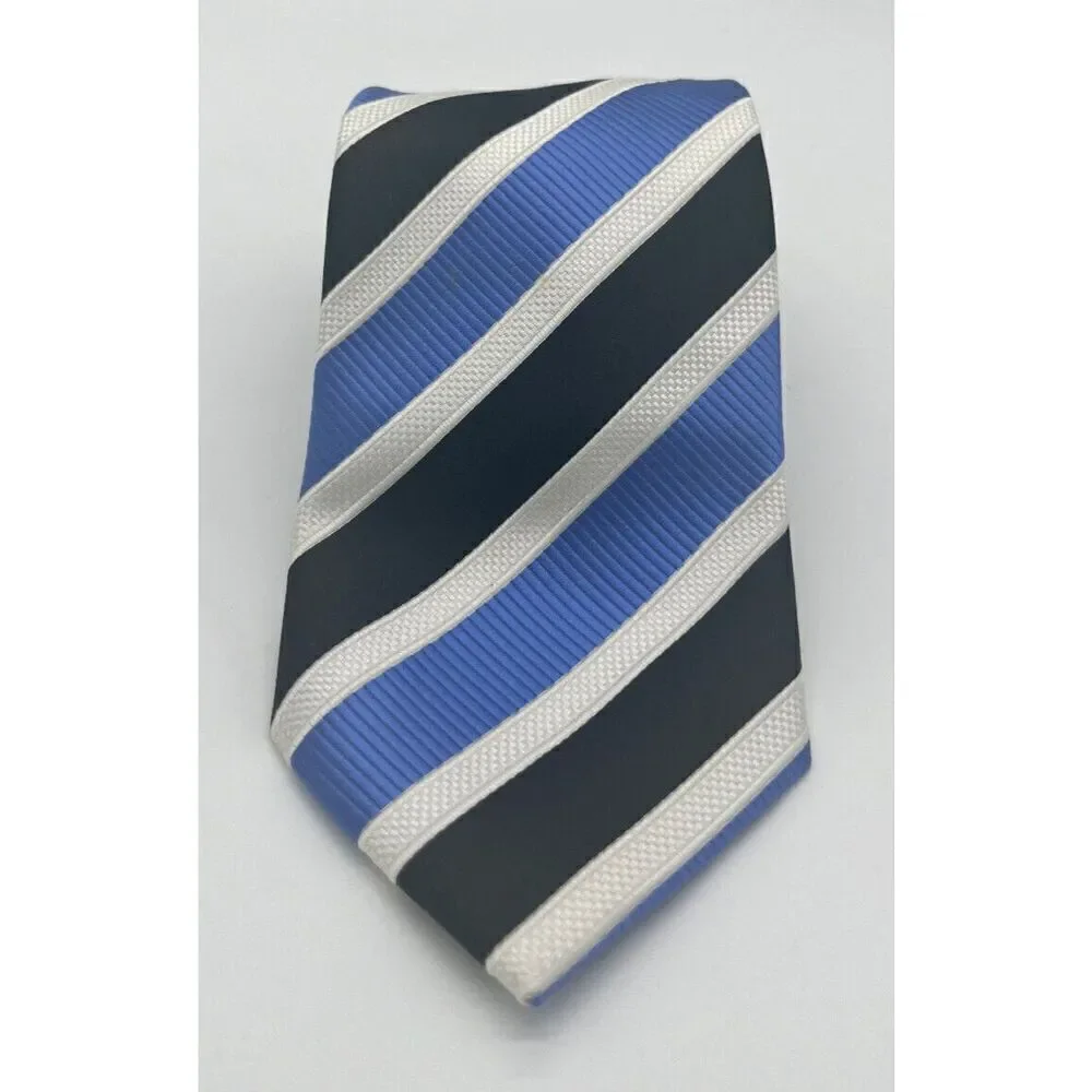 Amazing Blue‎ White Repp Stripped DONALD J TRUMP Men’s Tie Fashionable